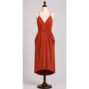 BCBGeneration Cinnabar Draped Midi Cocktail Dress XS NWT Sleeveless